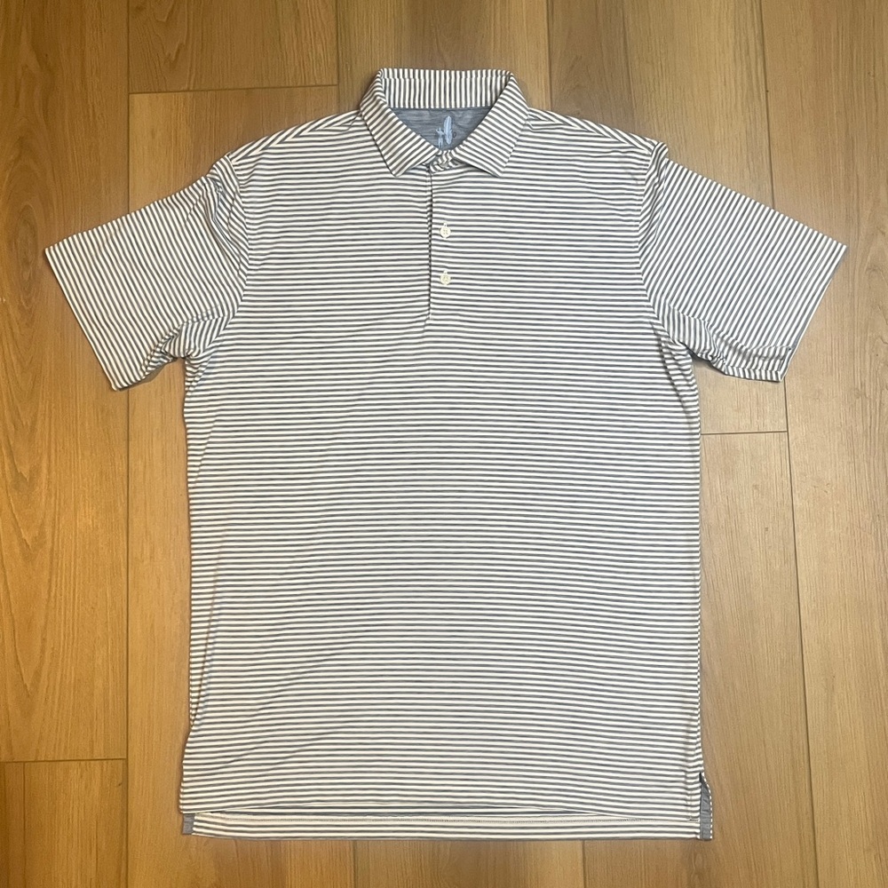 Johnnie-O Classic Navy and White Striped Polo Shirt (LIKE NEW)